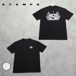 STAMPD (�X�^���v�h) Chrome Flame Relaxed Tee (M3099TE) �����Y T�V���c ���� �N���[�l�b�N ���S �C���i�[ �R�b�g��100% ���S�n���Q �J�W���A�� �f�U�C���v�����g �o�b�N�v�����g �u���b�N �z���C�g �� ��