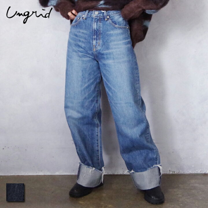 楽天市場】Ungrid（アングリッド) ワイド ロールアップ ルーズデニム  