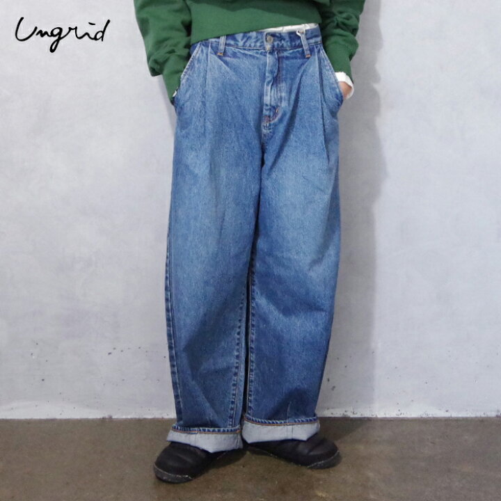 楽天市場】Ungrid (アングリッド) タックデザインカーブデニム 