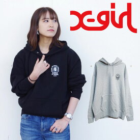 X-girl エックスガール アーチ アンド フェイス ロゴ スウェット フーディー ARCH & FACE LOGO SWEAT HOODIE X-girl(105231012007) レディース 長袖 ロゴ プルオーバー トップス シンプル 着回し スウェット フード