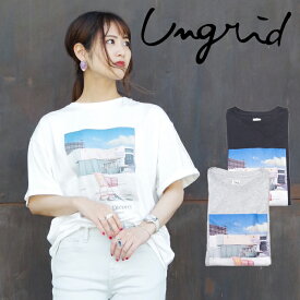 Ungrid (アングリッド) フォトビッグ Tee (112322708201) レディース 23SS カラフル Tシャツ ロゴ トレンド 可愛い 大人気 チャコール オフホワイト ライトグレー オーバーサイズ ゆったり
