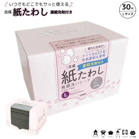 紙たわし 合成紙たわし ボックスタイプ 洗剤付き 30枚 Lサイズ グレー タツネ キッチン アウトドア 衛生 食器洗い シート