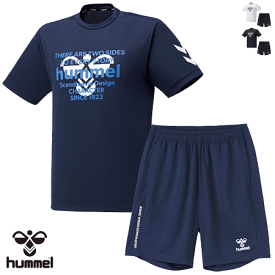 即日発送 hummel ヒュンメル トレーニングウェア 上下 半袖シャツ ハーフパンツ 練習着 ミッドサマーシャツ ミッドサマーショートパンツ サッカー フットサル ハンドボール メンズ 男性用 レディース 女性用 HAP1157 HAP1157P【22SS-SPZ】【返品・交換不可】【ラスト】