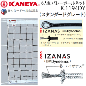 【10％OFFクーポン配布中】カネヤ 6人制バレーボールネット 上下白帯付 スタンダードグレード 日本バレーボール協会検定合格品 K-1194DY 送料無料【代引・NP後払い不可】