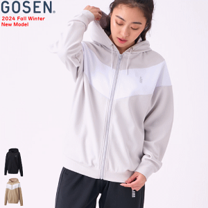 【GOSEN/ゴーセン】ベージュ/ホワイト パーカーLサイズ ゴーセン ウェア（メンズ/ユニ） ]裏起毛ストレッチプルオーバー