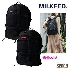 MILKFED ミルクフェド リュック EMBROIDERY BIG BACKPACK BAR バックパック バッグ 通勤 通学 新入学 新学期 新生活 中学生 高校生 大学生 アウトドア 日本正規品 PC収納 大容量 スポーティ メンズライク ロゴ カジュアル レディース スポーティ ブラック レッド 03173048