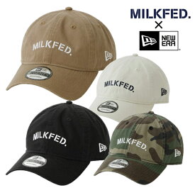 ミルクフェド 帽子 MILKFED. x NEWERA ARCH LOGO CAP カモ ONESIZE 103203051008 帽子 キャップ レディース プレゼント 刺繍 6パネル スタンダード カジュアル ストリート ベーシック シンプル 調整可能 アジャスター付き ロゴ コラボ ニューエラ 中学生 高校生 大学生 学生