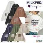 ミルクフェド tシャツ MILKFED x CHAMPION COOPER SWEAT TOP 103213012034 オフホワイト ブラック ブラウン ベージュ ライトグリーン ネイビー ONESIZE トップス スウェット トレーナー レディース カジュアル ガーリー チャンピオン 中学生 高校生 大学生 学生 トレンド