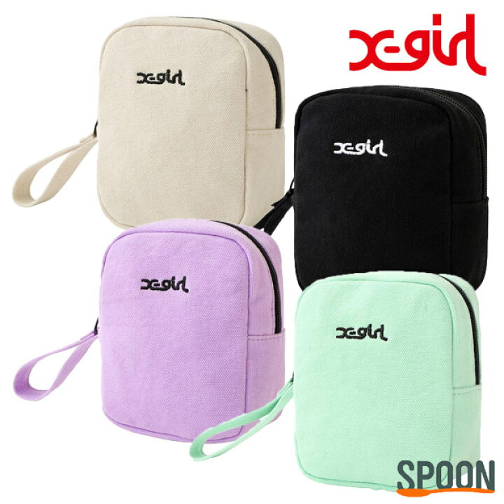 楽天市場 あす楽 エックスガール X Girl Canvas Pouch ホワイト ブラック ライトパープル ライトグリーン ポーチ 雑貨 小物 レディース コンパクト ミルズロゴ シンプル メイクポーチ キャンバス Spoon楽天市場店