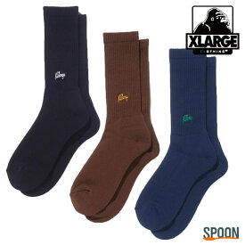 エクストララージ XLARGE SMALL LOGO EMB SOCKS ブラック ブラウン ネイビー ONESIZE 101222054007 靴下 ソックス メンズ おしゃれ ミドル丈 伸縮性 ロゴ オリジナルロゴ ブランドロゴ ストリート カジュアル 大人ストリート ロゴ刺繍 パイル編み