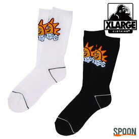 エクストララージ 靴下 XLARGE SUNRISE SOCKS ホワイト ブラック ONESIZE 101224054002 靴下 ソックス メンズ おしゃれ ミドル丈 伸縮性 ロゴ オリジナルロゴ ブランドロゴ ストリート カジュアル 大人ストリート パイル編み 中学生 高校生 大学生