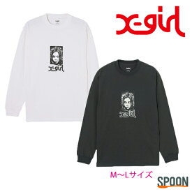 X-girl エックスガール 長袖tシャツ GRUNGE FACE L/S TEE 105241011012 tシャツ レディース トップス カットソー 長袖 ロゴt ティーシャツ ストリート ロンt ロングtシャツ ロングスリーブ ロングスリーブ 中学生 高校生 大学生 学生 メタリック フェイスロゴ