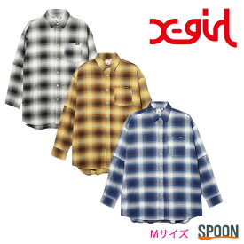 X-girl エックスガール シャツ PLAID 2WAY SHIRT 105241014006 トップス レディースファッション レディース 長袖 半袖 チェックシャツ カジュアル メンズライク ブランド ブランドロゴ 2way 中学生 高校生 大学生 学生 トレンド 流行