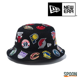 NEWERA ニューエラ 帽子 バケット01 Team Logo Allover NBA ブラック 14109614 おしゃれ ブランド 人気 アウトドア シンプル プレゼント 贈り物 帽子 キャップ メンズ レディース ユニセックス ハット 学生 総柄 バケットハット