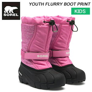 �\���� ���[�X�t���[���[ �u�[�c�v�����g NY5193 SOREL YOUTH FLURRY BOOT PRINT 2025�H�~ �������� �E�C���^�[�u�[�c �X�m�[�u�[�c �q���p �L�b�Y