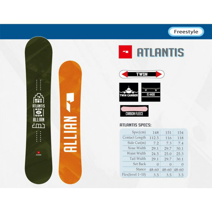 楽天市場】アライアン ALLIAN スノーボード メンズ ATLANTIS 22-23  