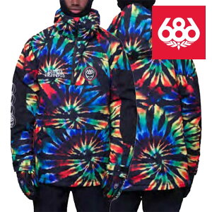 日本正規品 スノーボード ウェア ジャケット シックスエイトシックス 686 MEN'S RENEWAL INSULATED ANORAK Grateful Dead Black Tie Dye メンズ 男性 アノラック 23-24