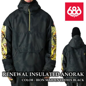 日本正規品 スノーボード ウェア ジャケット シックスエイトシックス 686 RENEWAL ANORAK Iron Maiden Eddies Black アイアンメイデン メンズ 24-25