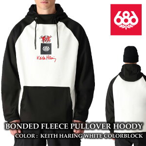 yGg[őSiP10{}\ԁz {Ki Xm[{[h EFA WPbg VbNXGCgVbNX 686 BONDED FLEECE PULLOVER HOODY Keith Haring White Colorblock L[XwO Y 24-25