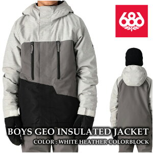 {Ki Xm[{[h EFA WPbg VbNXGCgVbNX 686 BOYS GEO INSULATED JACKET White Heathr Colorblock [X LbY q 24-25