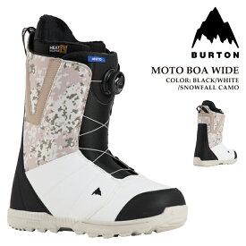 日本正規品 スノーボード ブーツ バートン BURTON MENS MOTO BOA WIDE Black/White/Snowfall Camo モト ボア ワイド ブラック ホワイト メンズ 24-25