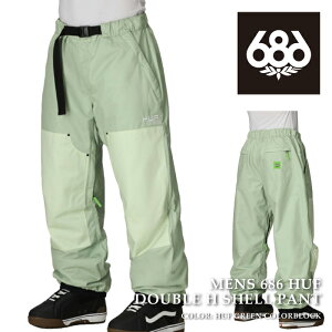 {Ki Xm[{[h EFA pc VbNXGCgVbNX 686 MENS 686 HUF DOUBLE H SHELL PANT Huf Green Colorblock Y 25-26