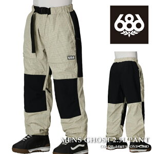 ���{���K�i �X�m�[�{�[�h �E�F�A �p���c �V�b�N�X�G�C�g�V�b�N�X 686 MENS GHOST 2.5L PANT Limestone Grid �����Y 25-26