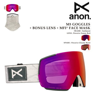 yGg[őSiP10{ӍՊԁz {Ki Xm[{[h S[O Am ANON M5 + BONUS LENS + MFI FACE MASK Sediment/Perceive Sunny Red XL[ 25-26