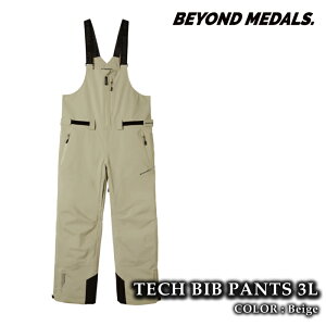 日本正規品 スノーボード ウェア ビブパンツ ビヨンドメダルズ BEYOND MEDALS TECH BIB PANTS 3L Beige メンズ レディース 25-26