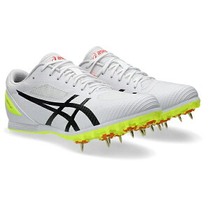 asics �A�V�b�N�X HEATFLAT 12 �q�[�g�t���b�g12 ����X�p�C�N �y�g���b�N�@�I�[���E�F�U�[�g���b�N���p�y������ځF100m�`1500m/�n�[�h��/������ ���� �O�i�� �����z1093A195-101(White/Safety Yellow)