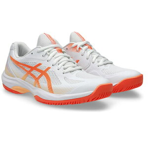 asics �A�V�b�N�X COURT HUNTER FF ���f�B�[�X�o�h�~���g���V���[�Y 1072A112-100(White/Vivid Coral)