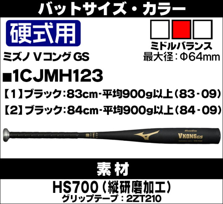 楽天市場】硬式バット / VコングGS ミズノ 硬式 バット 金属 2024 新 