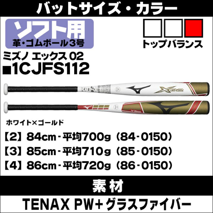 楽天市場】ソフトボールバット 3号用 / X02 ミズノ 3号 革ボール ゴム  