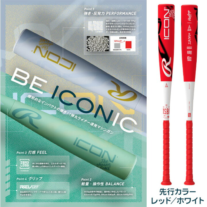 楽天市場】【ICON】 軽量×飛距離UP！ 軽いのに飛ぶ！ 軟式バット 