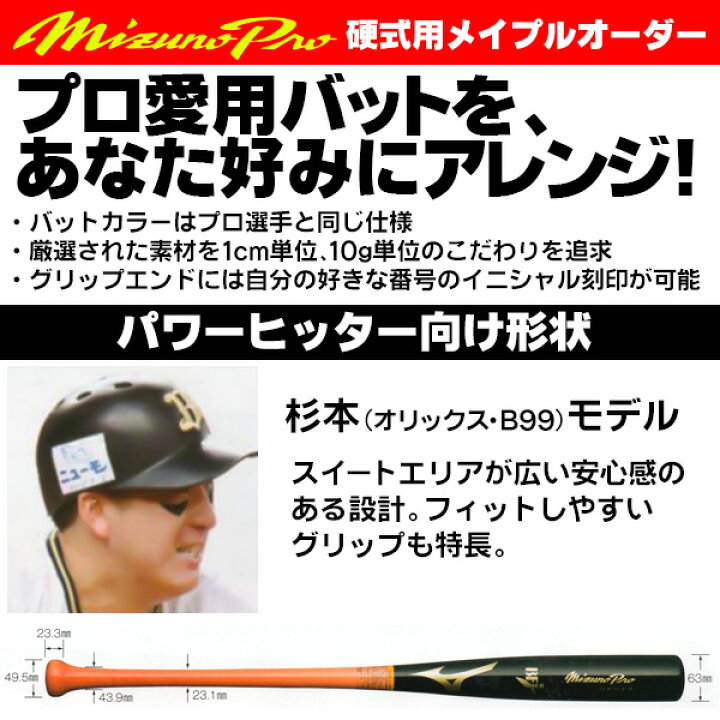 楽天市場】杉本モデルをあなた好みにアレンジ！ ミズノ 硬式木製バット 