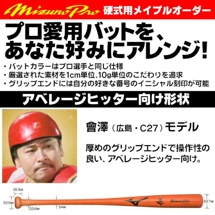 楽天市場】會澤モデルをあなた好みにアレンジ！ ミズノ 硬式木製バット 