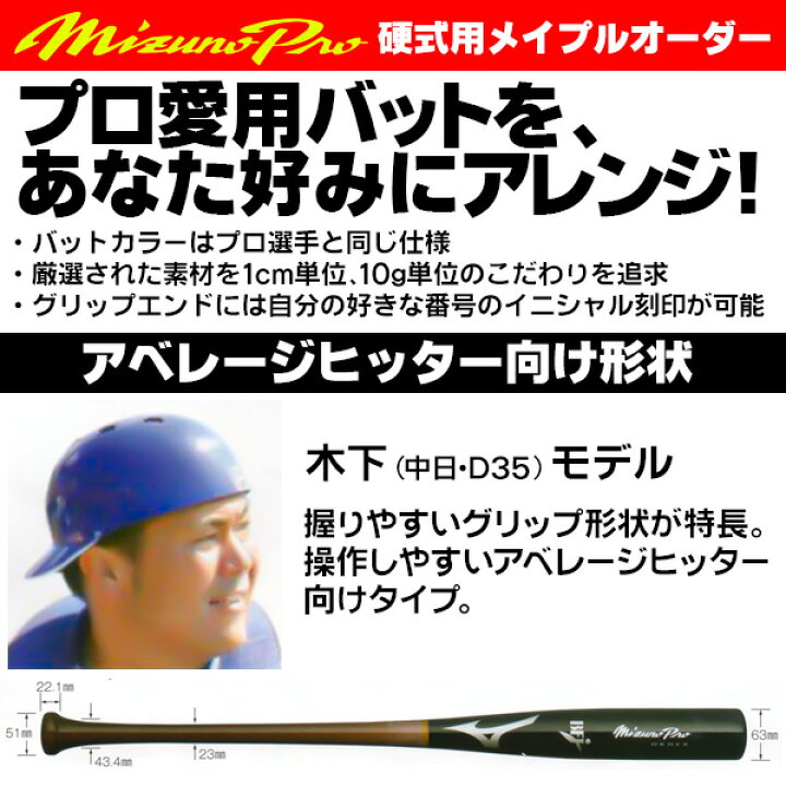 楽天市場】木下モデルをあなた好みにアレンジ！ ミズノ 硬式木製バット 