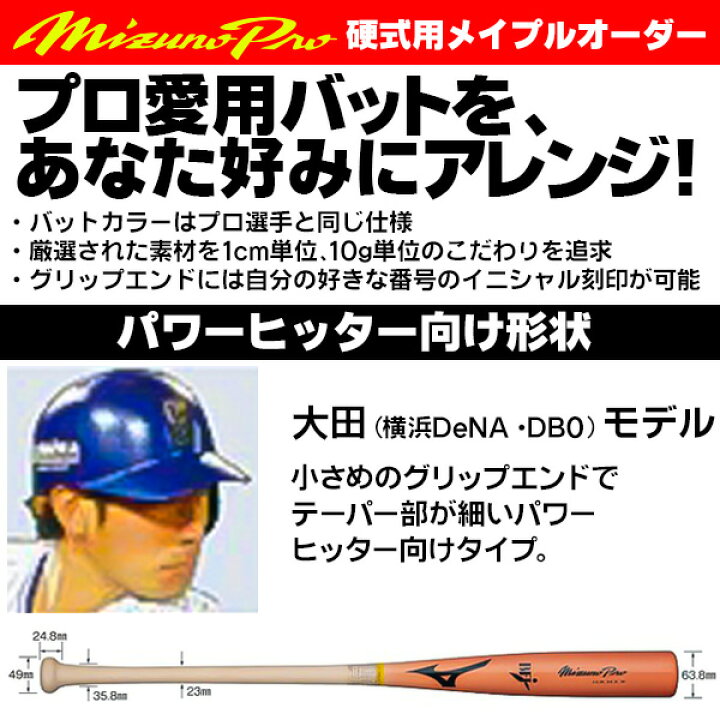 硬式用木製バットミズノプロ大田モデル2本セット