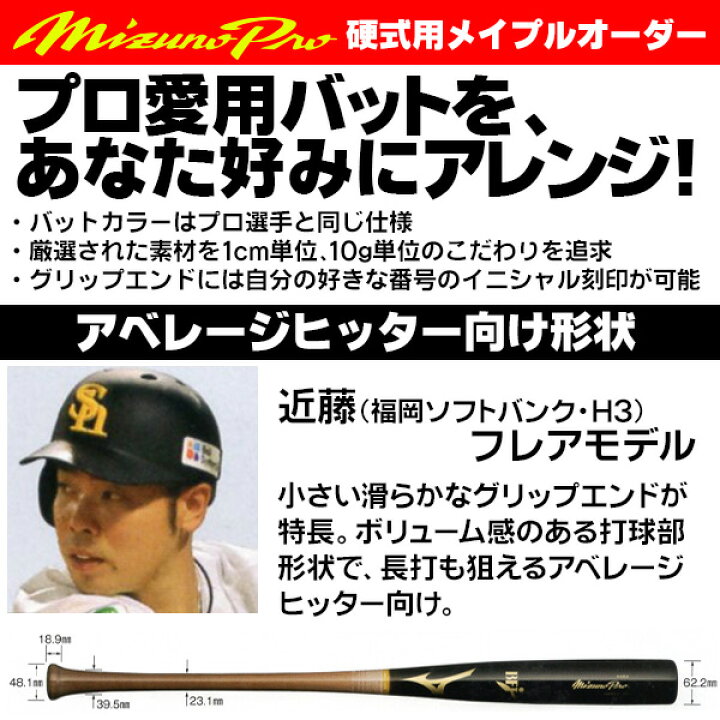 楽天市場】近藤フレアモデルをあなた好みにアレンジ！ ミズノ 硬式木製 