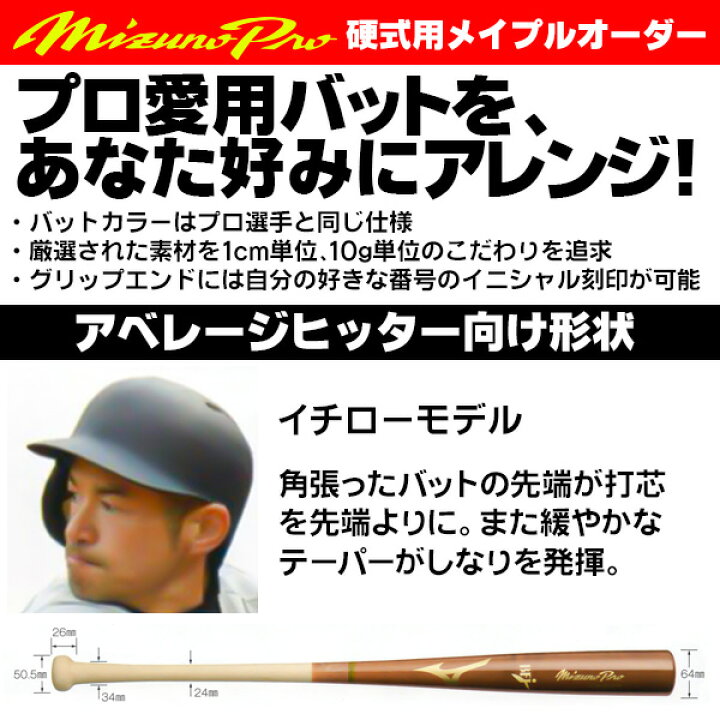 楽天市場】イチローモデルをあなた好みにアレンジ！ ミズノ 硬式木製 
