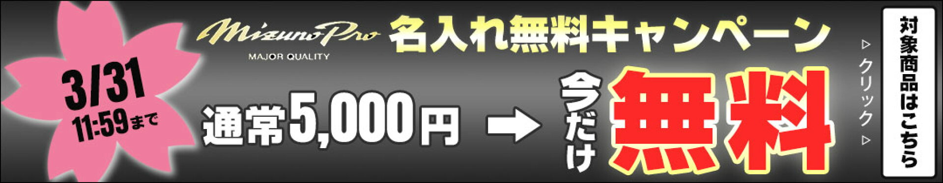 ミズノプロ名入れ無料キャンペーン