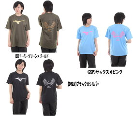 ミズノ 当店 オリジナル イラスト Tシャツ バドミントン メンズ 半袖 シャツ 87WT830 カラー 丸首 スポーツ ウェア　返品交換不可