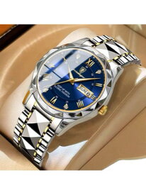 [ お取寄商品 7から10営業日程度でお届け予定 ] 腕時計 メンズ クォーツ 1個 ビジネスカジュアル 防水 デュアルディスプレイ メンズステンレススチールストラップクォーツ腕時計、父の日に最適