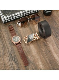 [ お取寄商品 7から10営業日程度でお届け予定 ] 腕時計 メンズ セット ファッションアクセサリーギフトセット おしゃれな眼鏡とベルト 個性的 お父さんへのプレゼントに最適