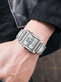 [ お取寄商品 7から10営業日程度でお届け予定 ] 腕時計 メンズ デジタル 1個 男性 シルバー ステンレス鋼 ストラップ ビジネス カレンダー アラーム 耐水 四角形 ダイヤル , 用 日常生活 デジタルウォッチ