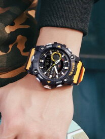 [ お取寄商品 7から10営業日程度でお届け予定 ] 腕時計 メンズ デジタル 1 ファッショナブルなオレンジアウトドアスポーツ 50 メートル防水アラームストップウォッチ多機能ナイトライト電子時計