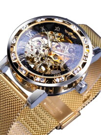 [ お取寄商品 7から10営業日程度でお届け予定 ] 腕時計 メンズ 機械式 男性 ラインストーンデコレーション メカニカルウォッチ