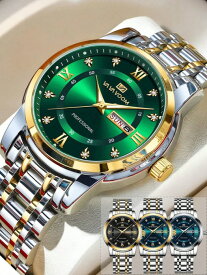 腕時計 メンズ クォーツ 1個 メンズクォーツ腕時計 41mm クラシック ラグジュアリー 装飾 カレンダーダイヤル ステンレススチール クォーツムーブメント 3Bar ビジネススタイル 上品 カップルメンズ腕時計