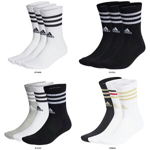 【10/30 ポイント最大10倍】 アディダス adidas スリーストライプス クッション クルー ソックス 3足組 メンズ レディース 男性 女性 靴下 トレーニング ソックス 3P セット 着替え 部活 クラブ活