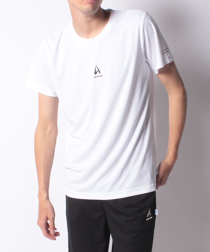 至高 アスフォーム メンズスポーツウェア 半袖機能Tシャツ COOLMAX バックプリント メンズ ATHFORM 初売り AF-S21-010-025 Tシャツ ホワイト
